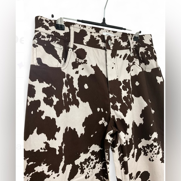 NWT MIAOU x Revolve| SZ M | Brown White Print High Rise Straight Leg Jeans Pants - Picture 7 of 11